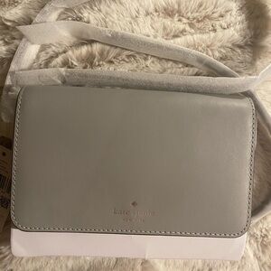 Kate Spade Gray Crossbody Bag with Flap Closure